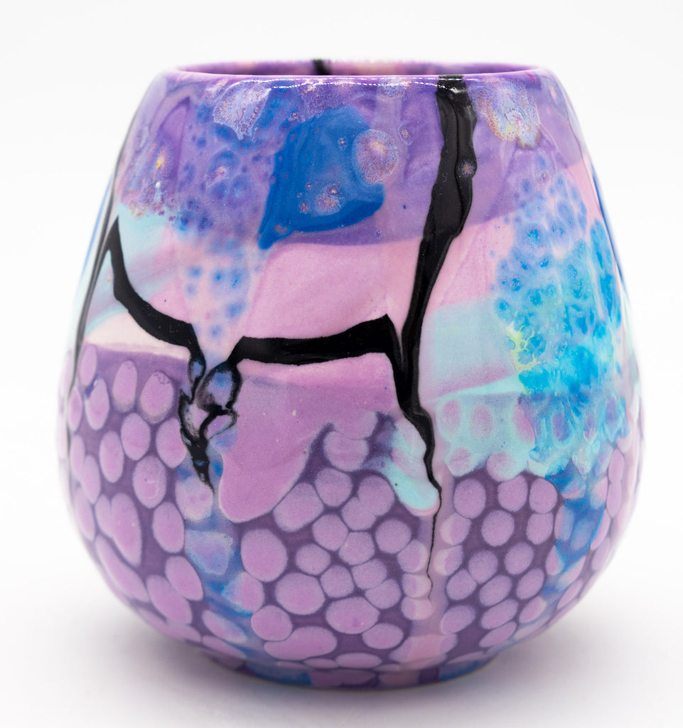 #75 22 oz Hand painted Stemless Wine Glass