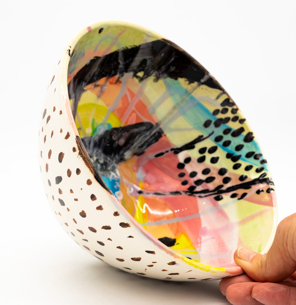 #84 Hand painted modern ceramic bowl
