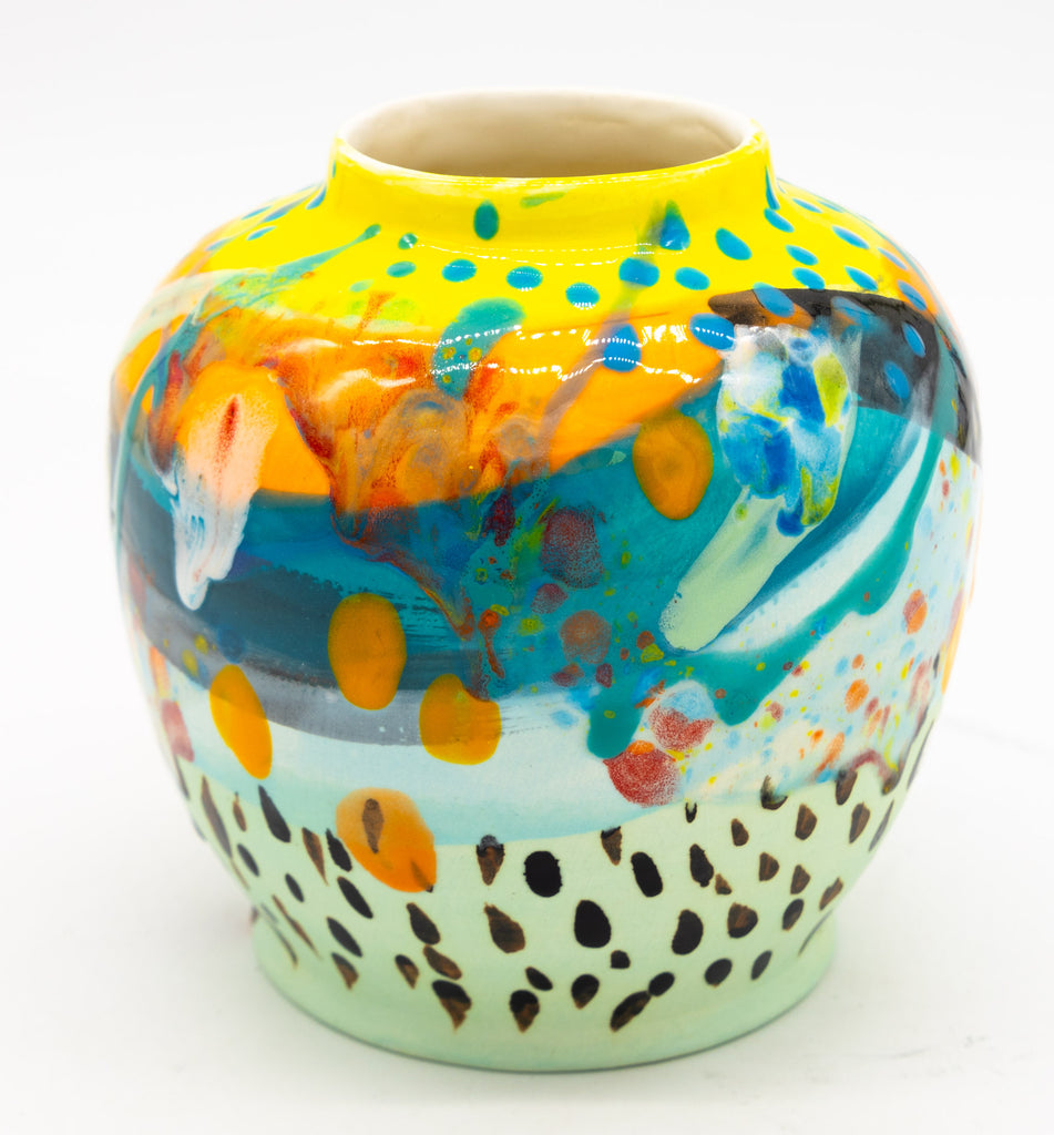 #90 Hand painted modern jar (without a lid)