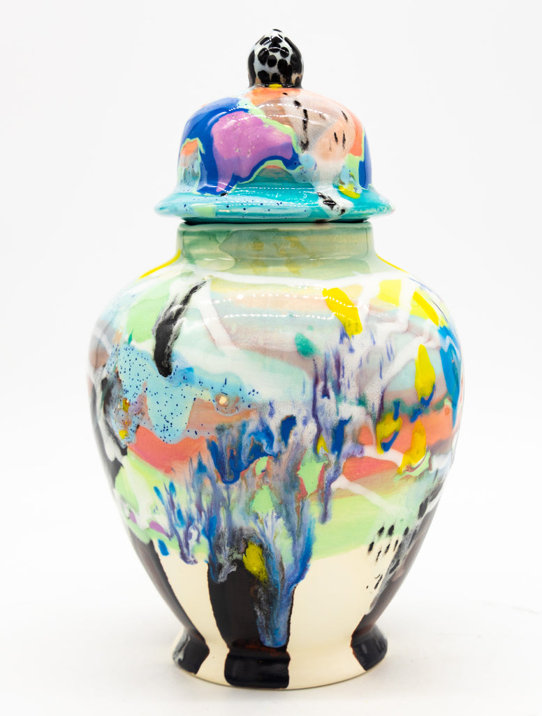 #99 Medium Hand painted modern jar