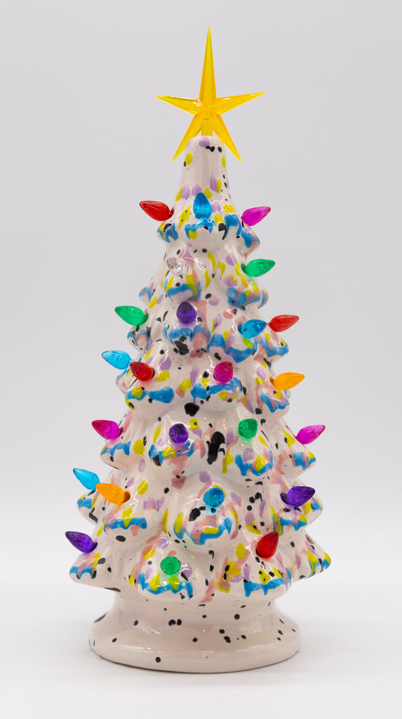 #45 Hand Painted 11" lighted Ceramic Christmas Tree