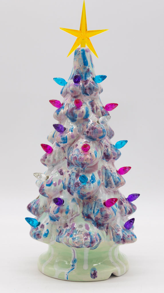 #46 Hand Painted 11" lighted Ceramic Christmas Tree