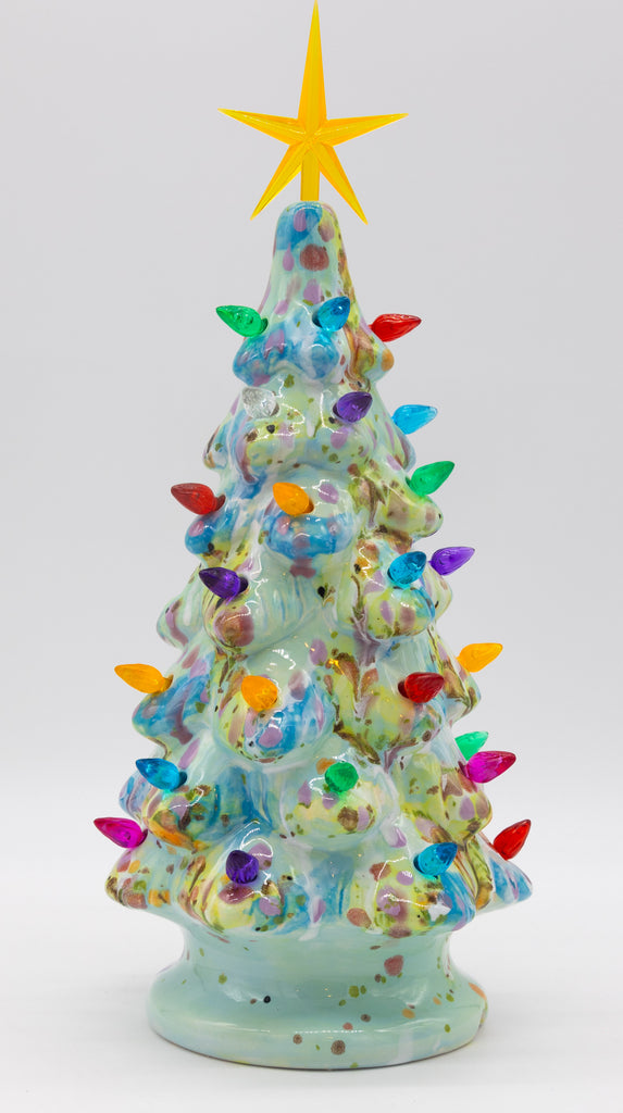 #49 Hand Painted 11" lighted Ceramic Christmas Tree