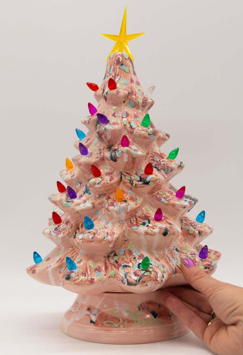 58 Hand Painted 13 lighted Ceramic Christmas Tree – Suze Ford Studios