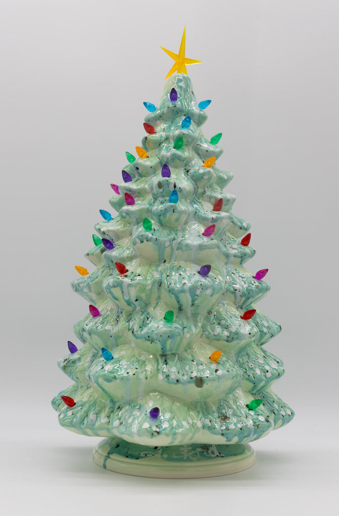 #66 Hand Painted 18" lighted Ceramic Christmas Tree