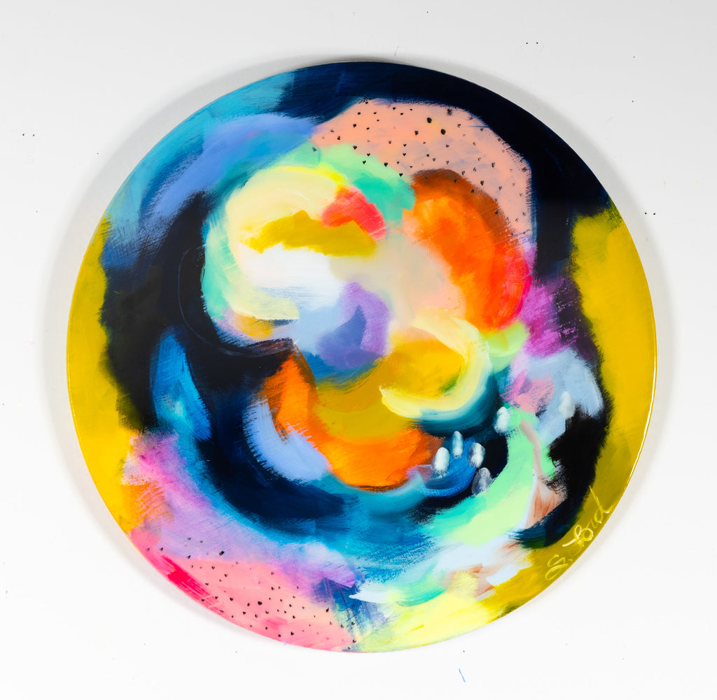 A Song To Feel , 24" circle, oil painting and resin