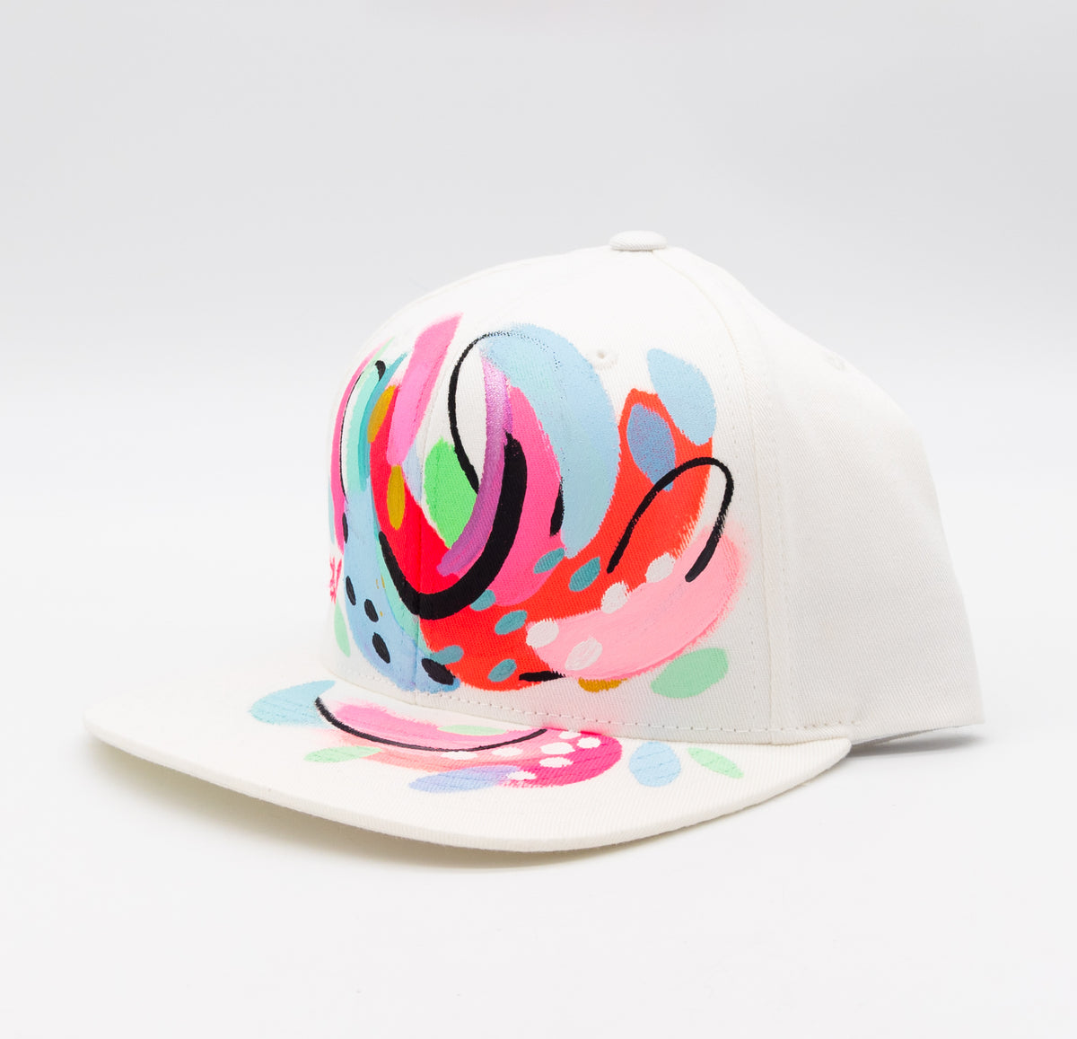 12 Abstract Hand Painted White Organic Hat – Suze Ford Studios