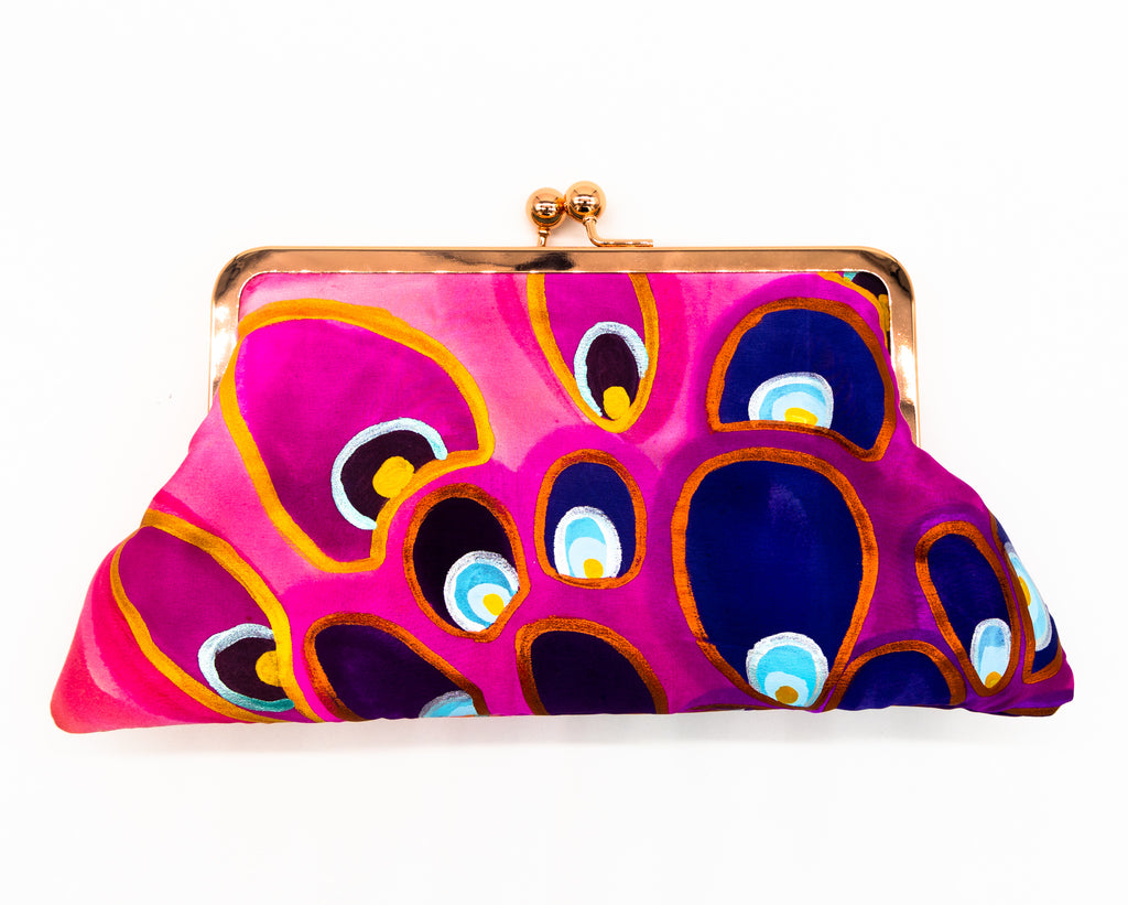 #14 Hand Painted Silk Frame Clutch