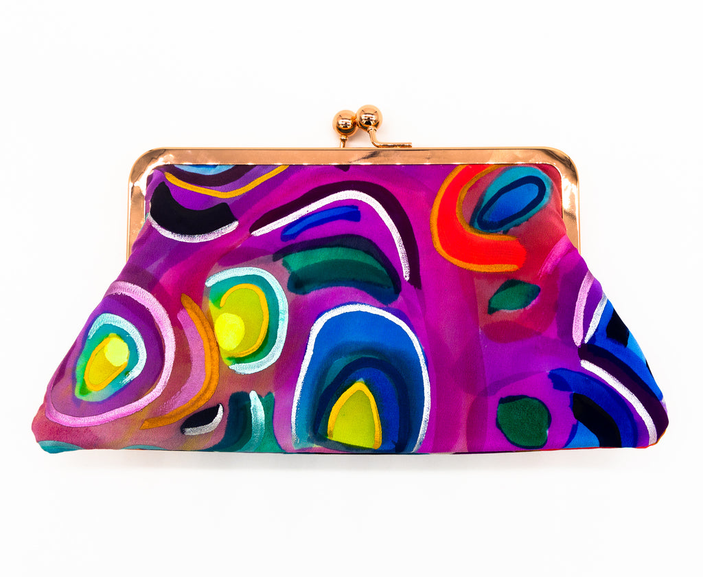 #20 Hand Painted Silk Frame Clutch