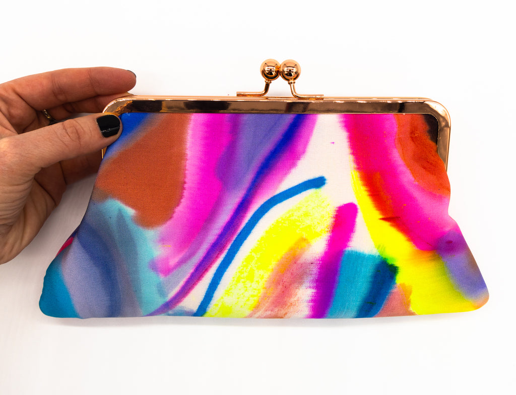 #23 Hand Painted Silk frame clutch
