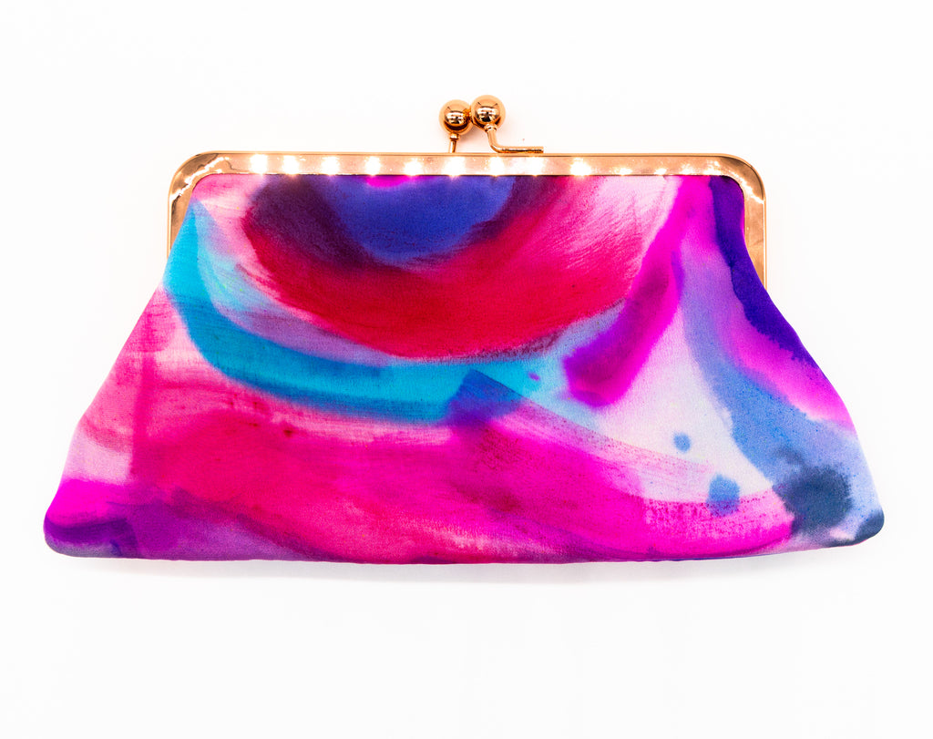 #25 Hand Painted Silk frame clutch