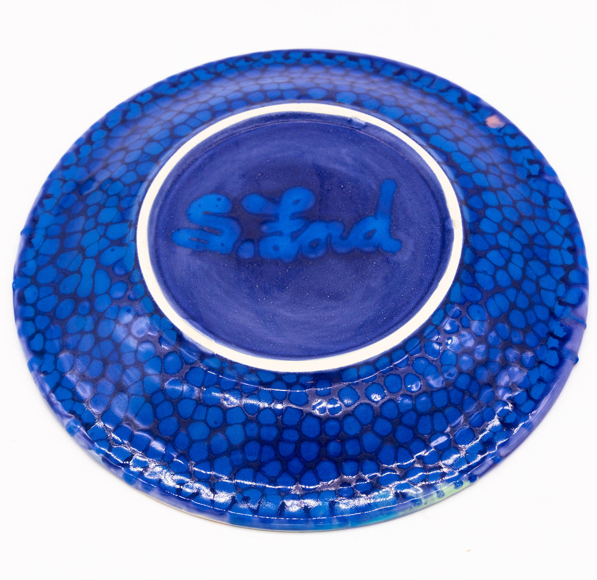 115 Hand painted ceramic salad plate Suze Ford Studios