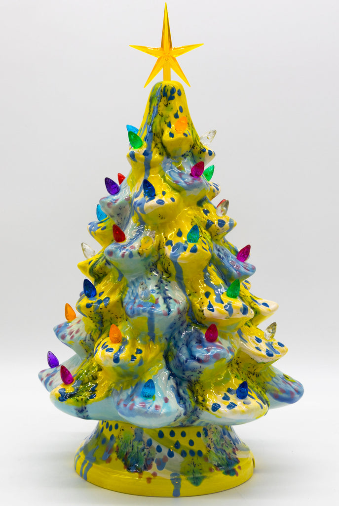 #57 Hand Painted 13" lighted Ceramic Christmas Tree