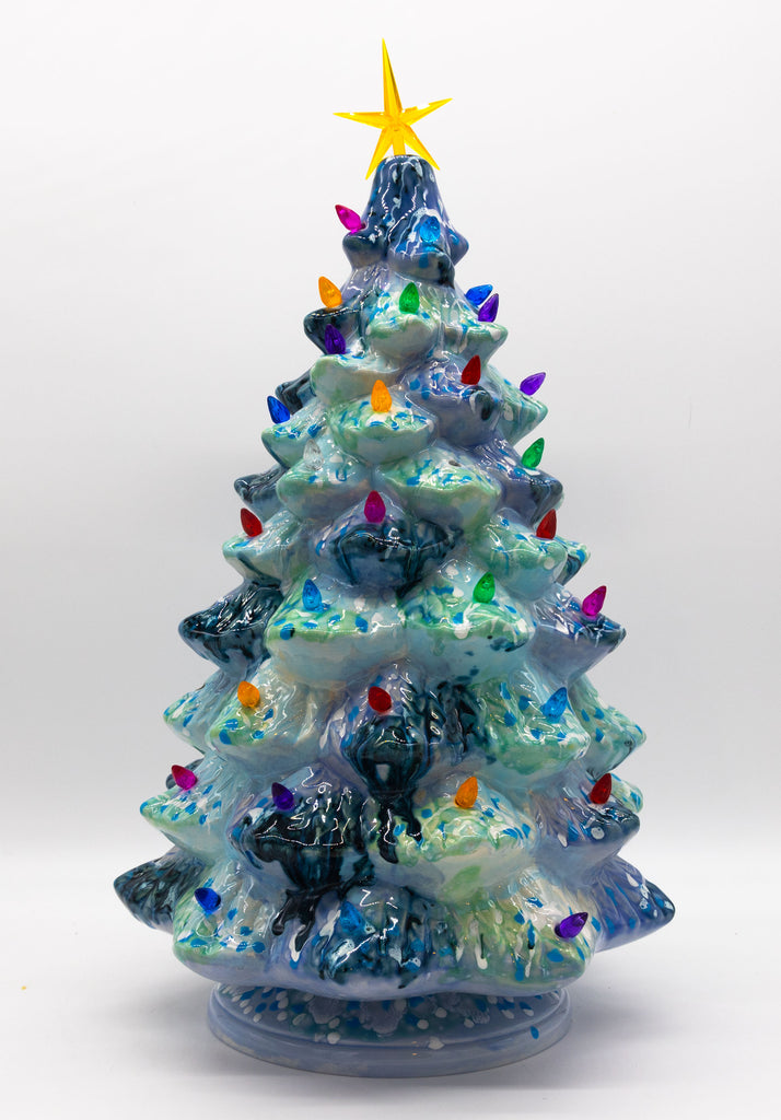 #75  Hand Painted 18" lighted Ceramic Christmas Tree