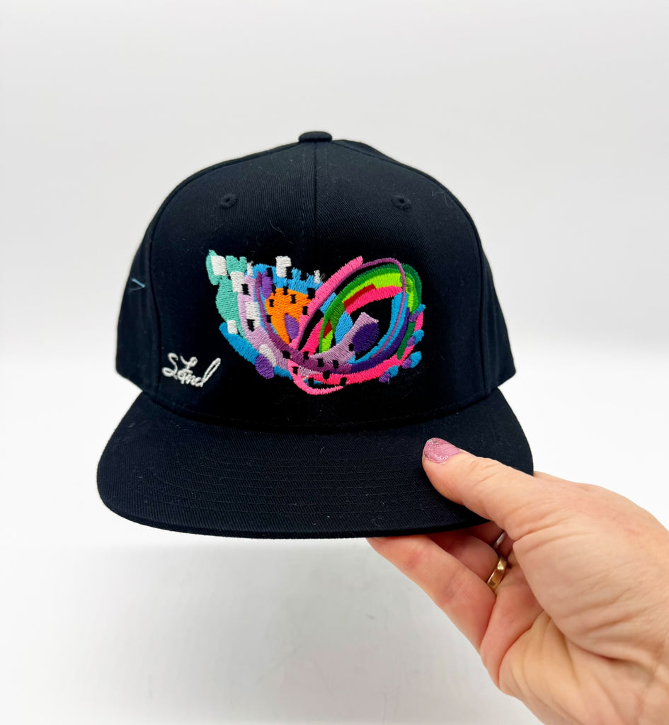 #2 Abstract Embroidered Black Organic Hat