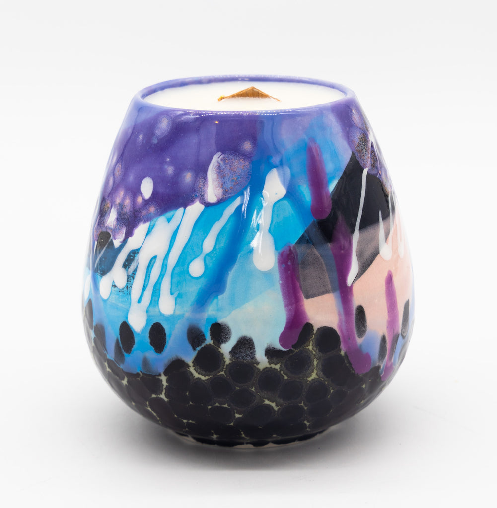 #6 Sparkling Grapefruit Candle in hand painted stemless wine glass