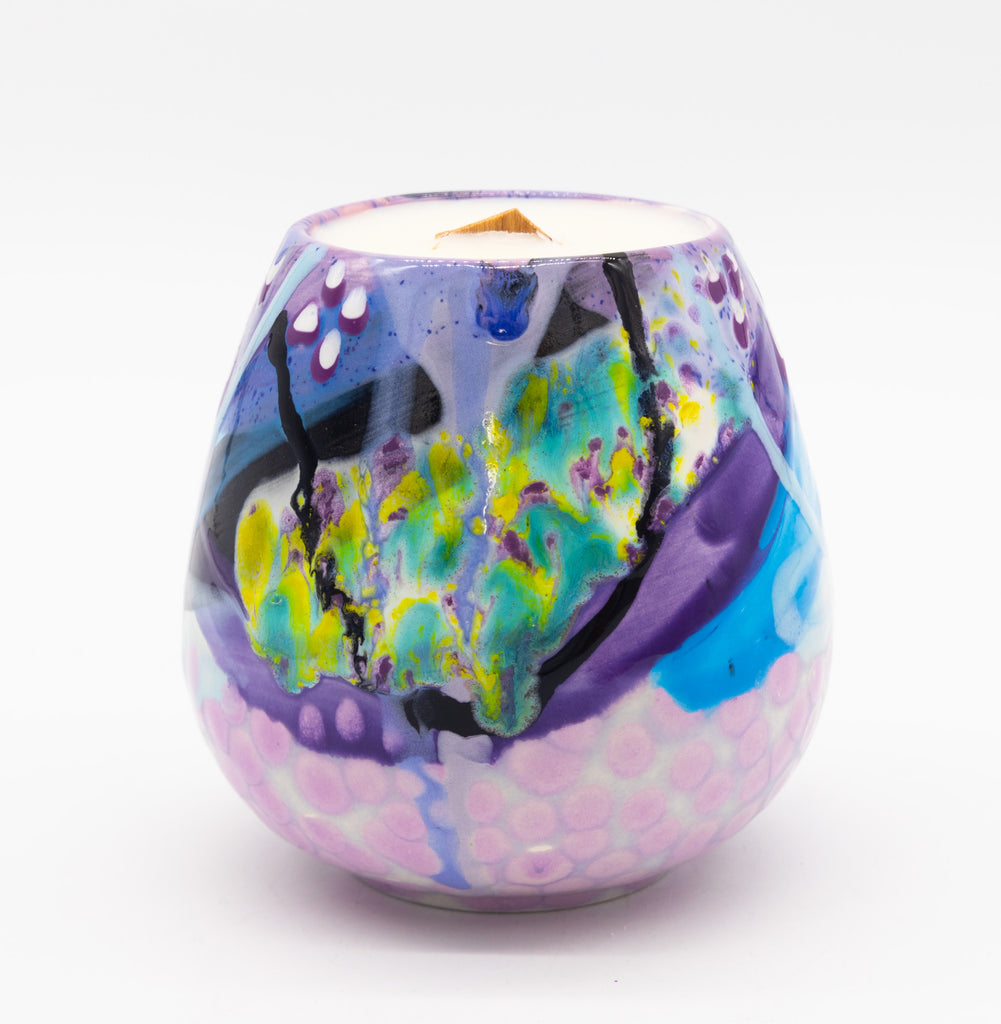 #12 Sparkling Grapefruit Candle in hand painted stemless wine glass