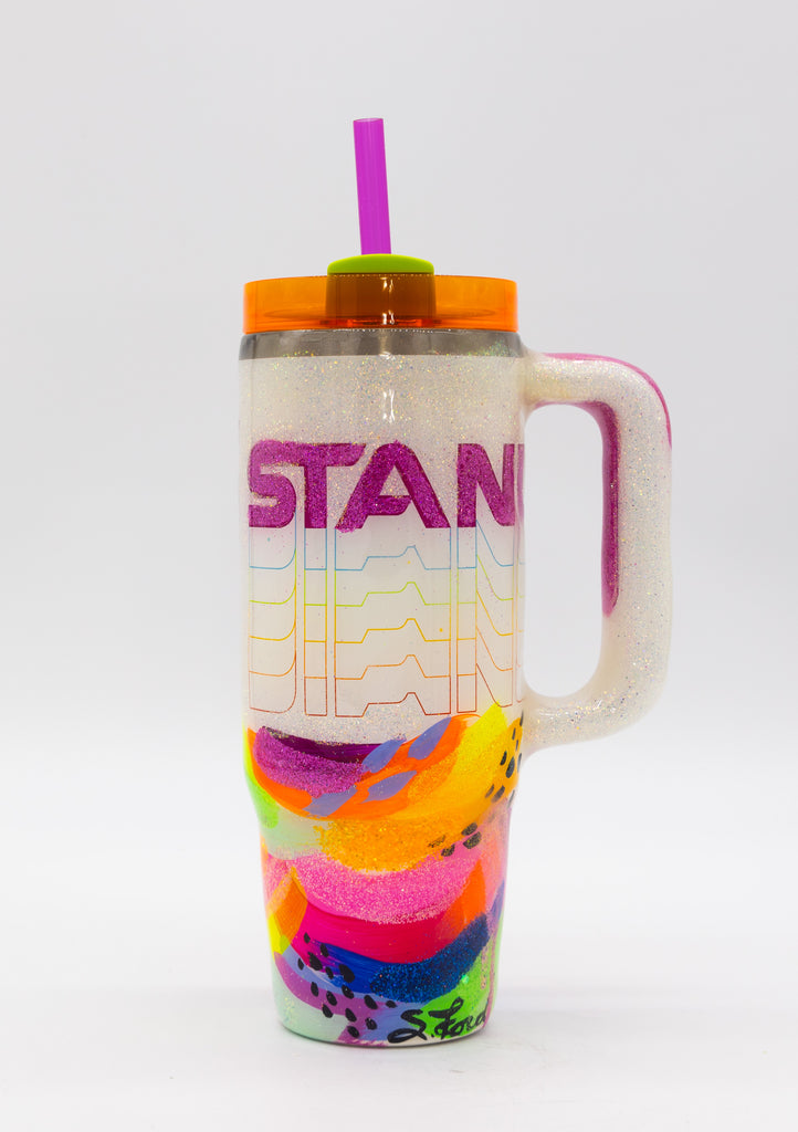 #4 Hand Painted Resin 30 oz Stanley Tumbler