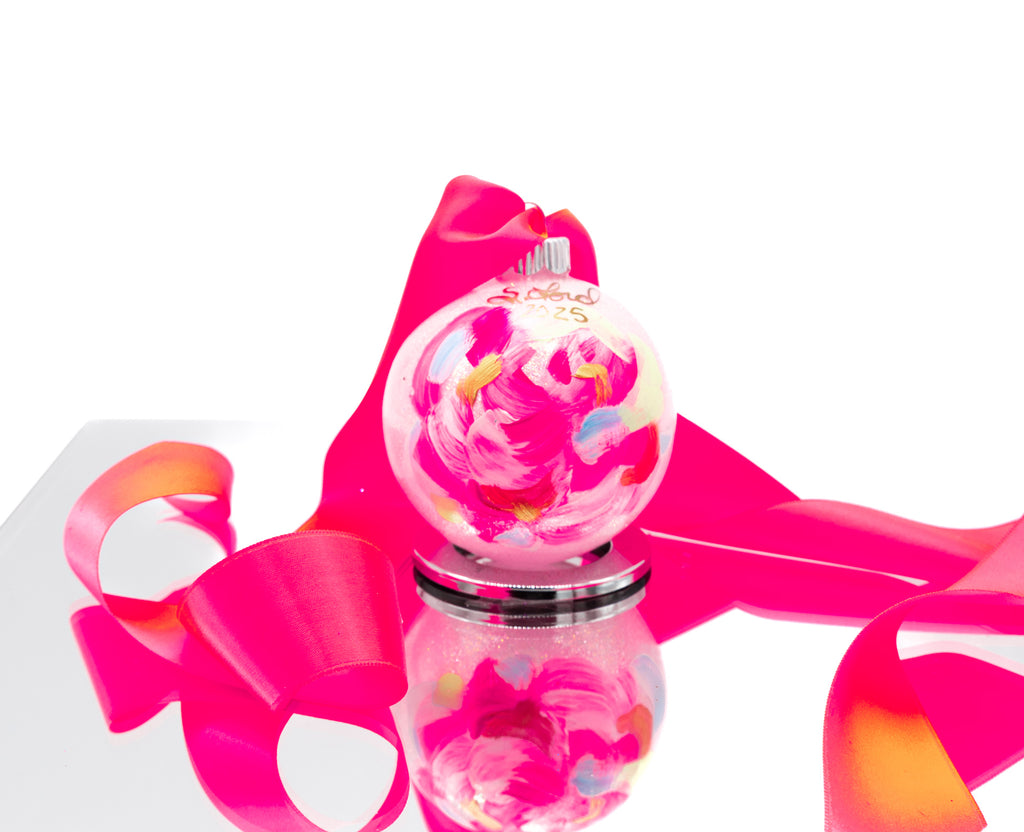 #3 Hand Painted Sparkly Glass Ball Ornament (Medium)