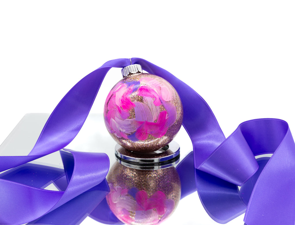 #12 Hand Painted Sparkly Glass Ball Ornament (Medium)
