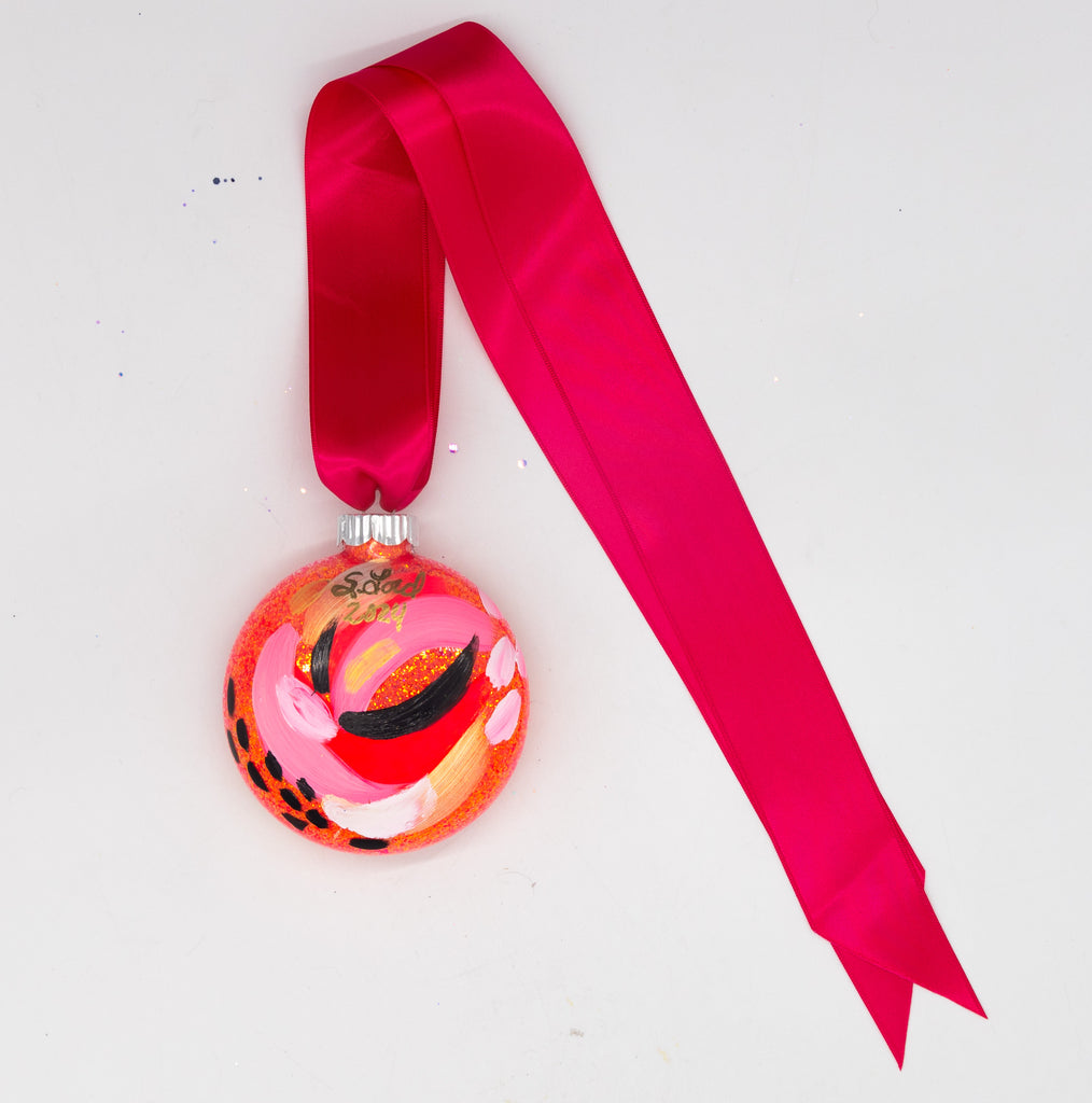 #91 2024 Large Hand Painted Sparkly Glass Ornament