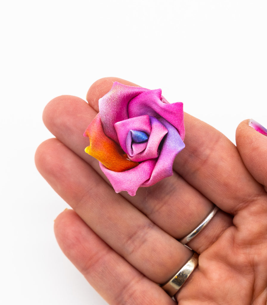 #19 Hand Painted Flower Silk Lapel Pin