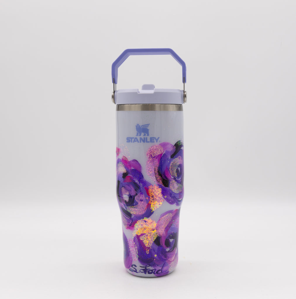 #12 Hand Painted Resin 30 oz Ice Flow Flip Straw Stanley Tumbler