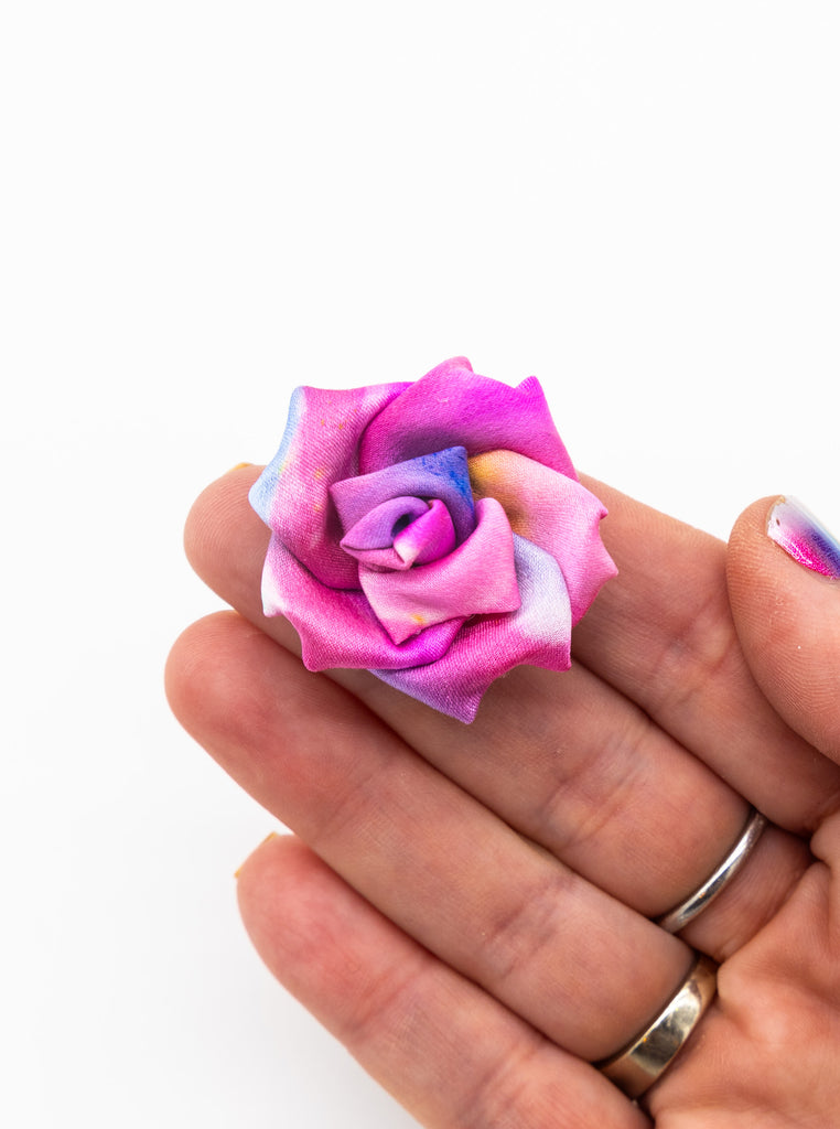 #35 Hand Painted Flower Silk Lapel Pin