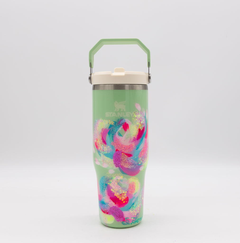 #14 Hand Painted Resin 30 oz Ice Flow Flip Straw Stanley Tumbler