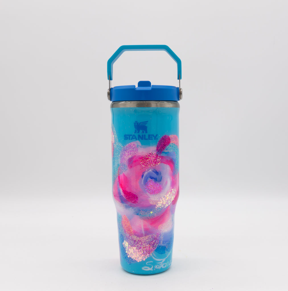 #16 Hand Painted Resin 30 oz Ice Flow Flip Straw Stanley Tumbler