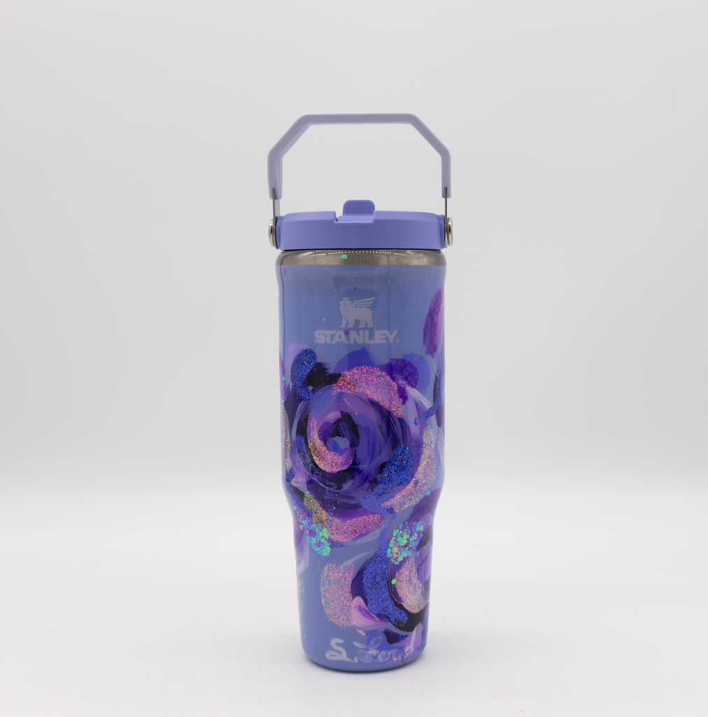 #20 Hand Painted Resin 30 oz Ice Flow Flip Straw Stanley Tumbler