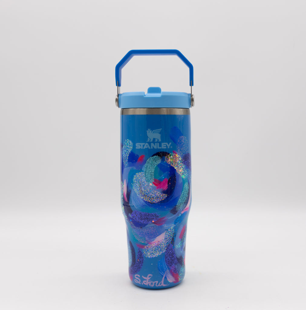 #21 Hand Painted Resin 30 oz Ice Flow Flip Straw Stanley Tumbler