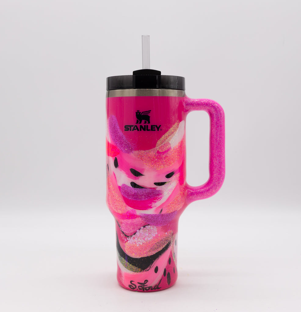 #26 Hand Painted Resin 40 oz Ice Flow Flip Straw Stanley Tumbler