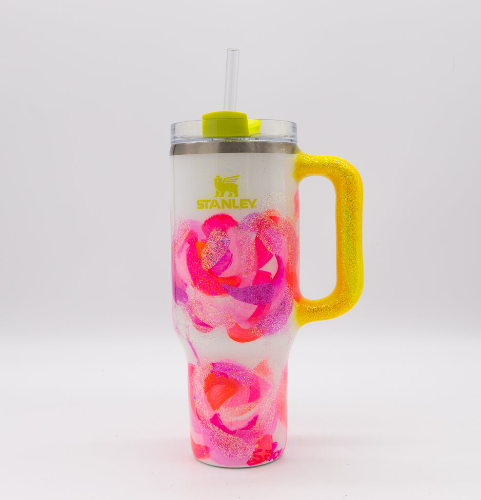 #27 Hand Painted Resin 40 oz Ice Flow Flip Straw Stanley Tumbler