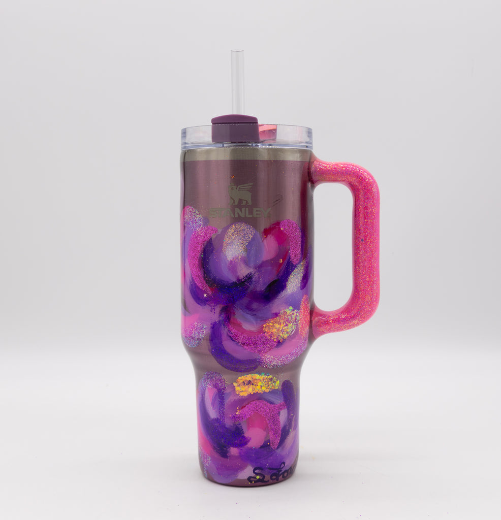 #28 Hand Painted Resin 40 oz Ice Flow Flip Straw Stanley Tumbler