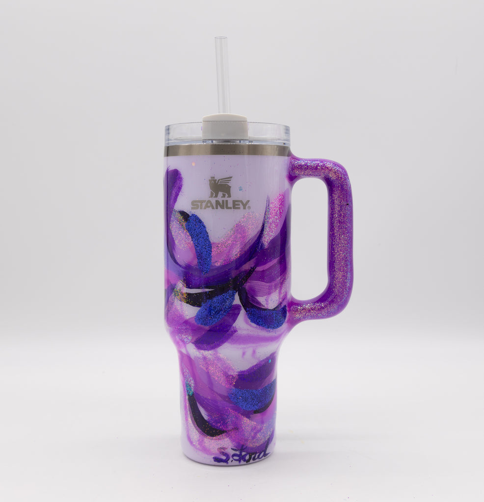 #30 Hand Painted Resin 40 oz Ice Flow Flip Straw Stanley Tumbler