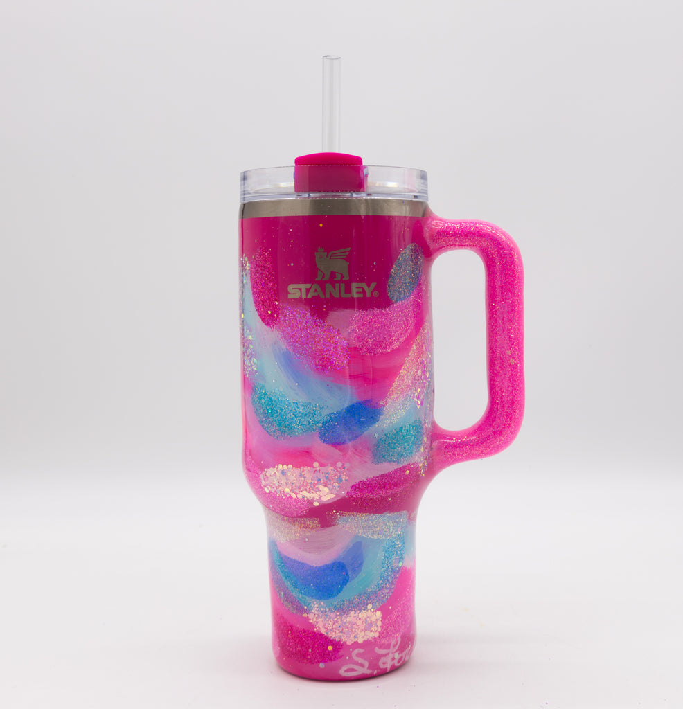 #31 Hand Painted Resin 40 oz Ice Flow Flip Straw Stanley Tumbler