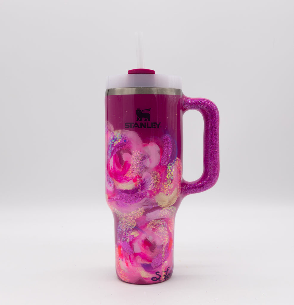 #40 Hand Painted Resin 40 oz Ice Flow Flip Straw Stanley Tumbler