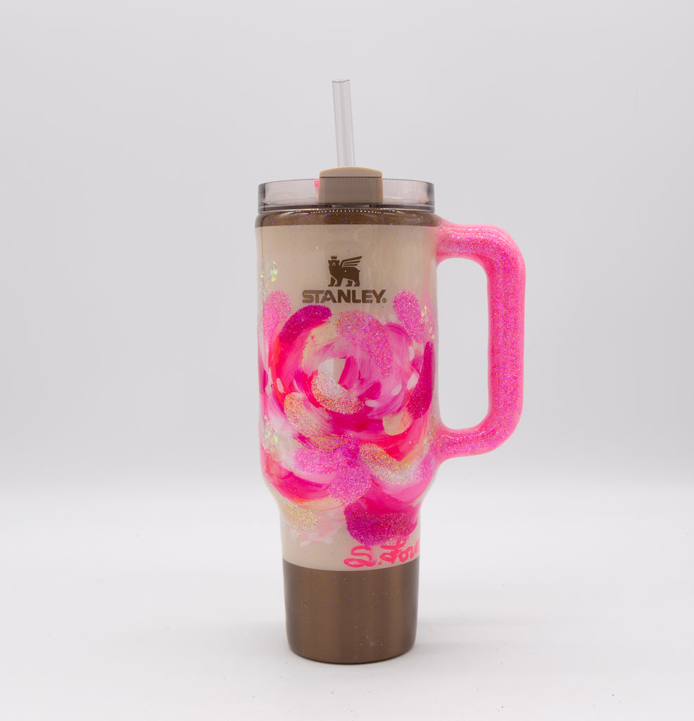 #42 Hand Painted Resin 40 oz Ice Flow Flip Straw Stanley Tumbler