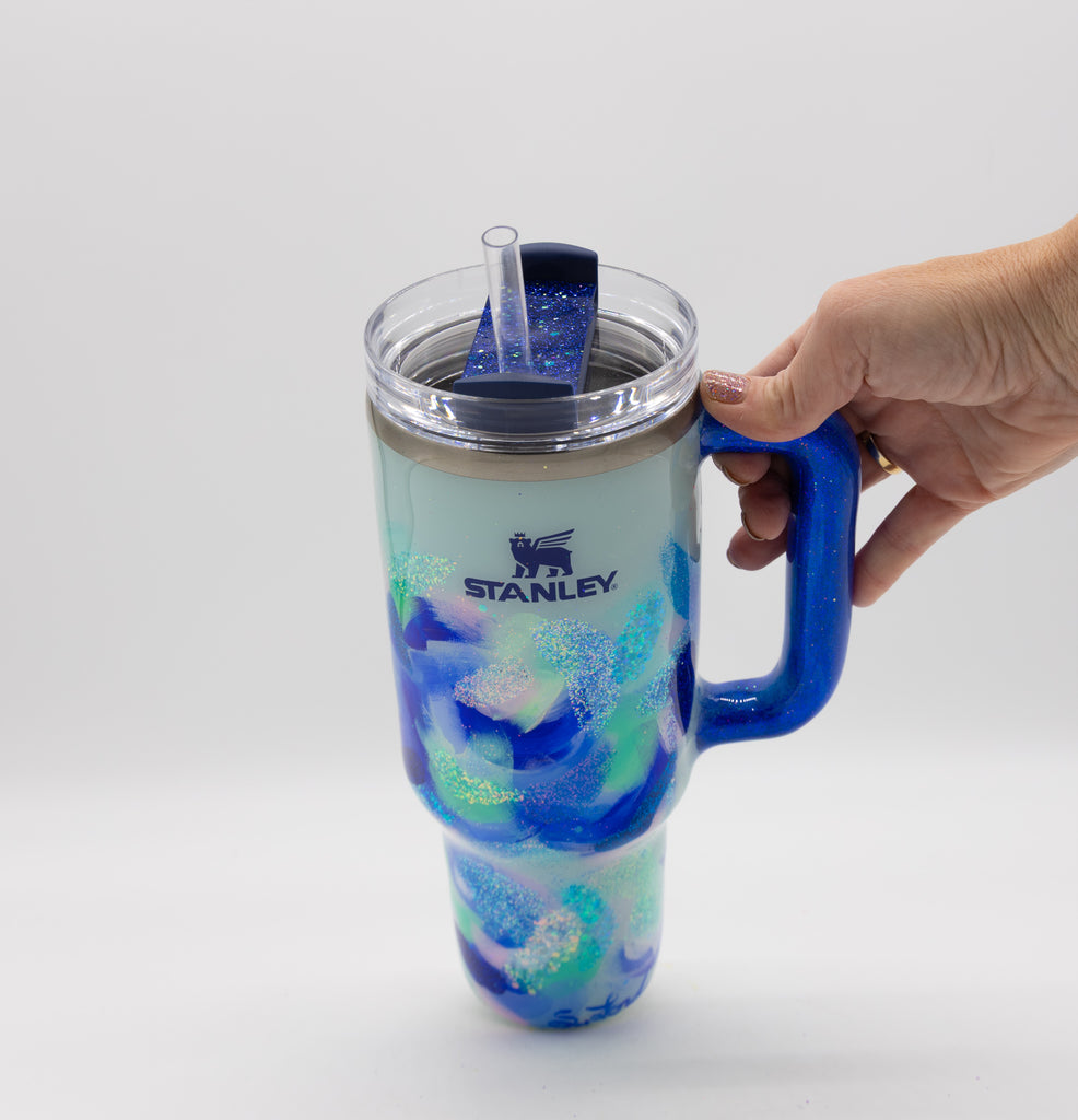 #45 Hand Painted Resin 40 oz Ice Flow Flip Straw Stanley Tumbler