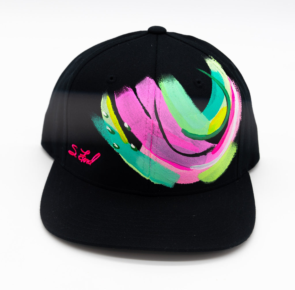 Finding Freedom, Abstract Hand Painted Black Organic Hat