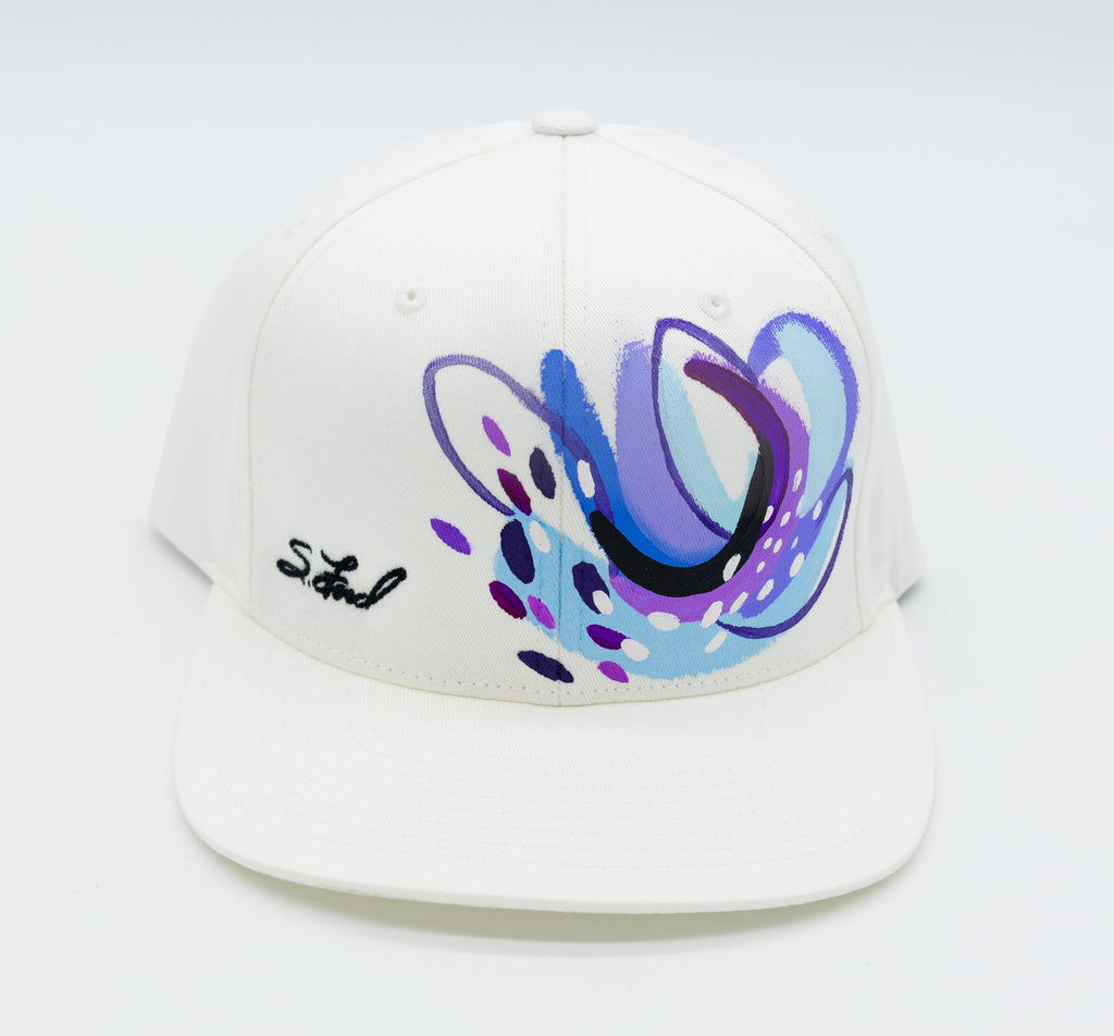 Tears of Joy, Abstract Hand Painted White Organic Hat