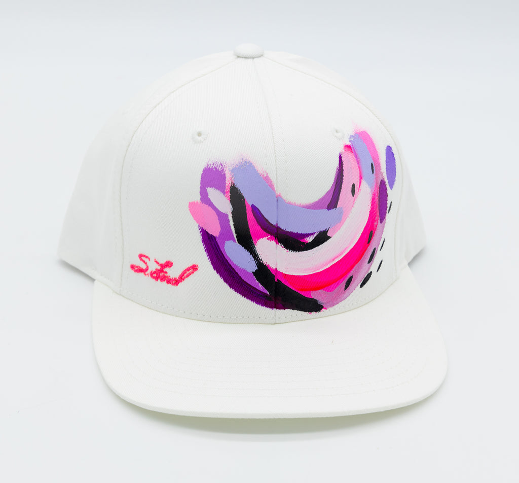 My Super Power, Abstract Hand Painted White Organic Hat
