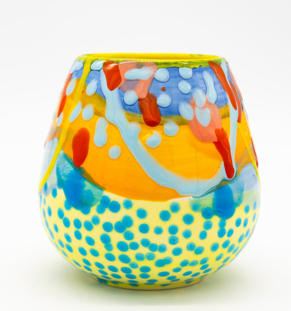 #61 22 oz Hand painted Stemless Wine Glass