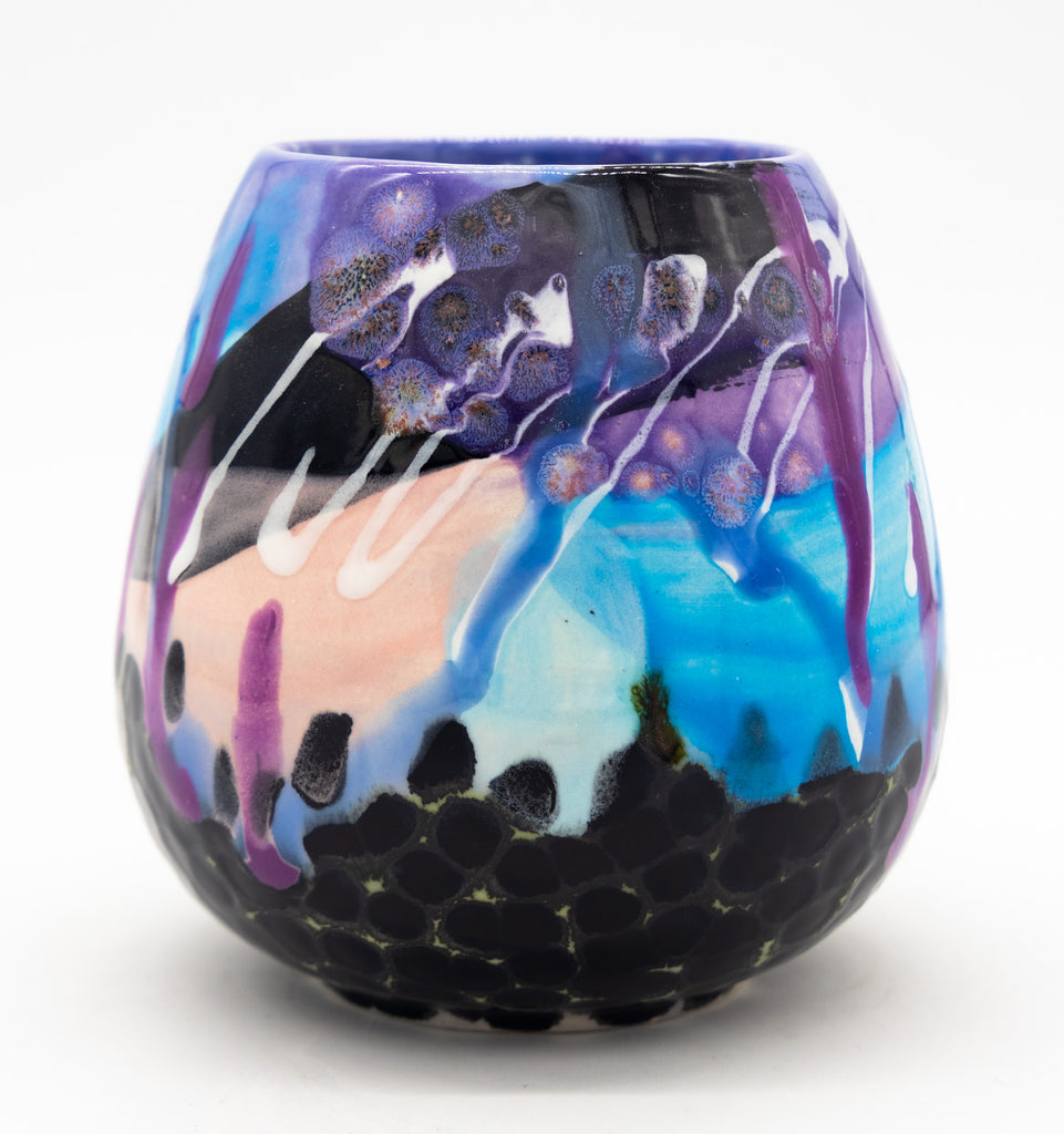 #62 22 oz Hand painted Stemless Wine Glass