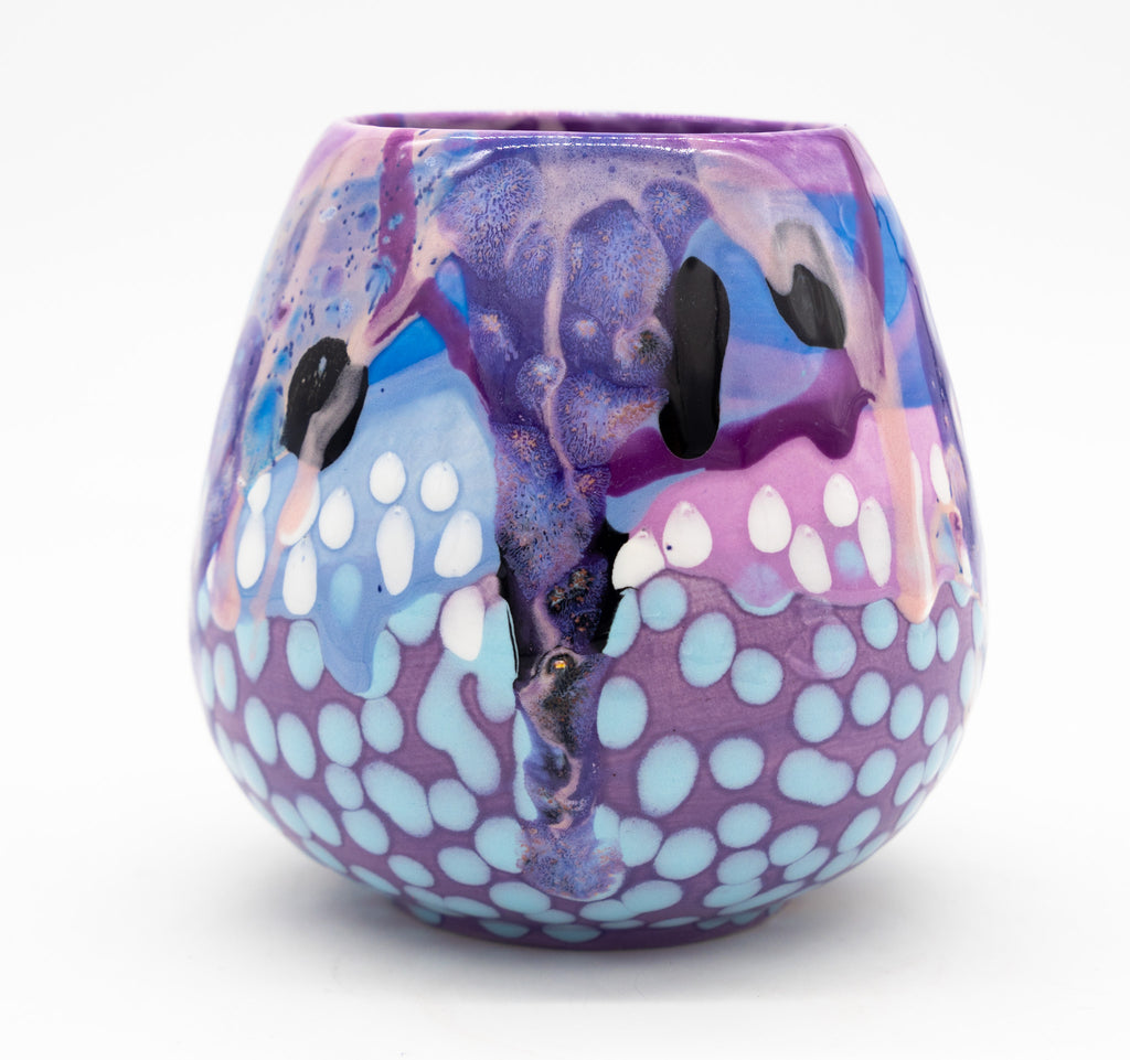#66 22 oz Hand painted Stemless Wine Glass