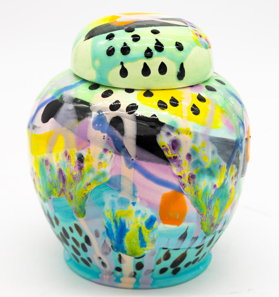 #91 Small Hand painted modern jar