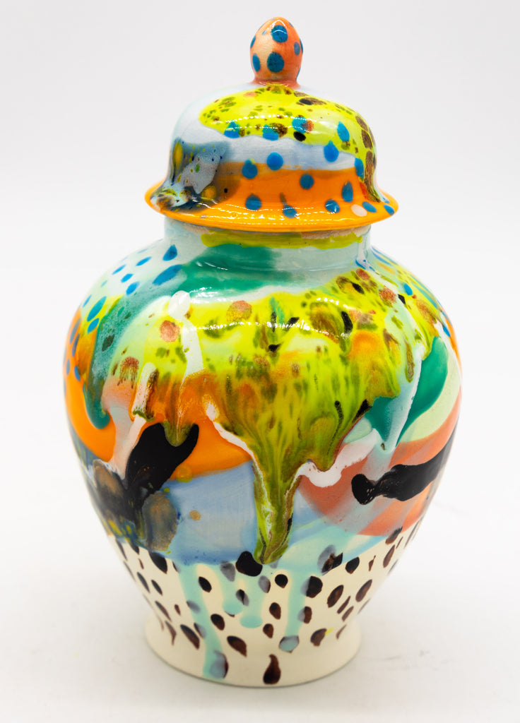 #96 Small Hand painted modern jar
