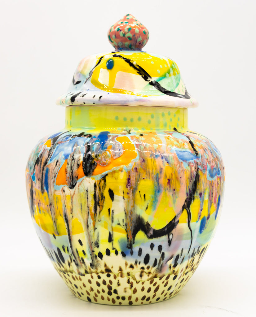 #100 Large Hand painted modern jar