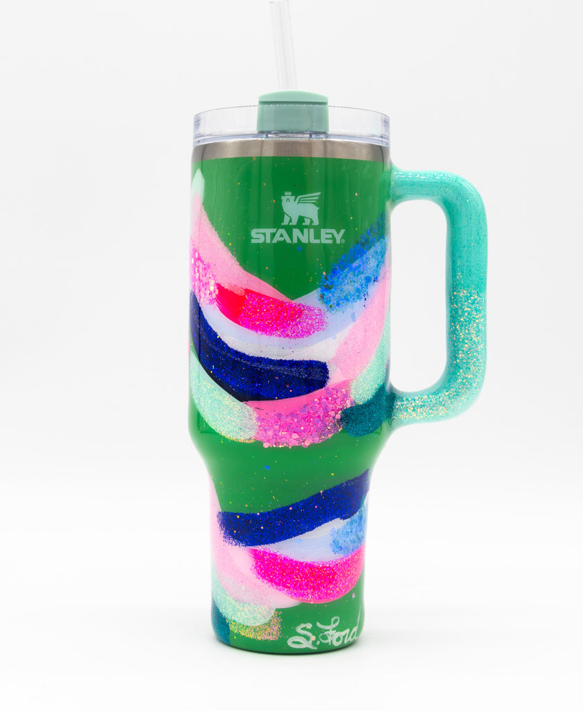 #63 Hand Painted Resin 40oz Stanley Tumbler